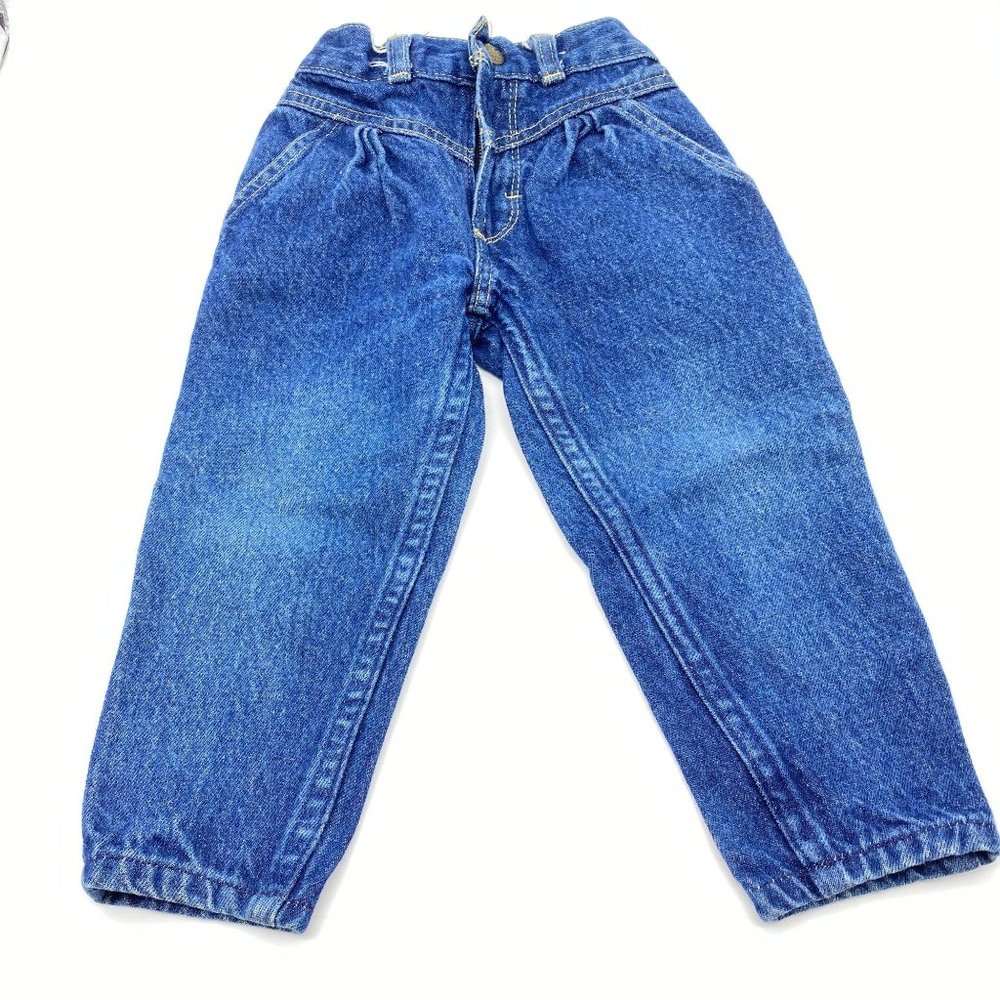 Vintage OshKosh B'Gosh girls denim jeans size 2T cotton low yolk front